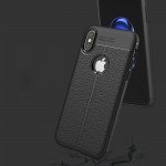 Wholesale iPhone X (Ten) TPU Leather Armor Hybrid Case (Black)